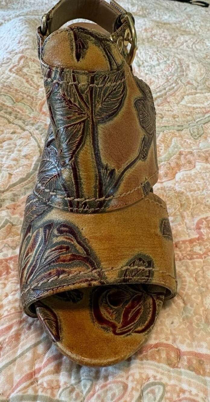EUC Cuoieria Fiorentina Italian designer open toe ankle boot heels, Sz 36/6.5 - Picture 6 of 13